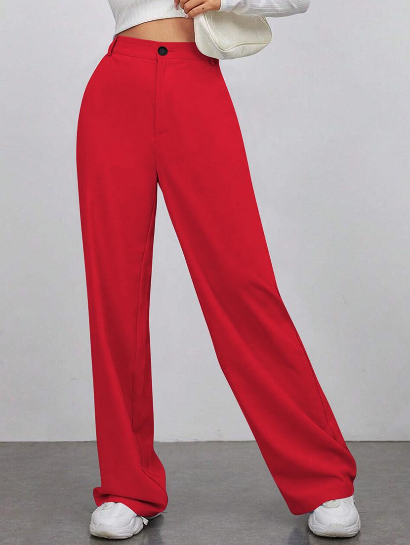 women solid high rise wide leg trouser - 21881570 - Zoom Image - 0