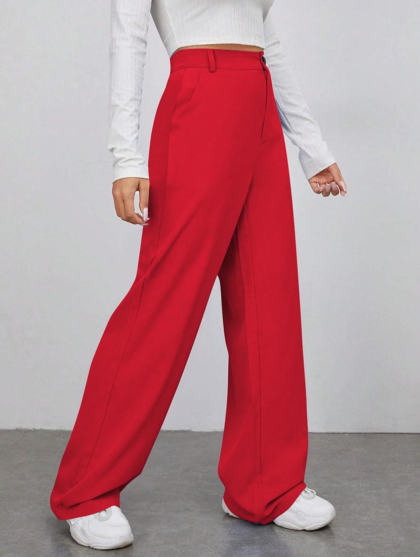 women solid high rise wide leg trouser - 21881570 - Standard Image - 2