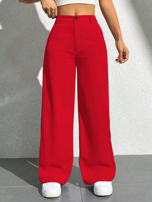 women solid high rise wide leg trouser - 21881571 -  Standard Image - 0