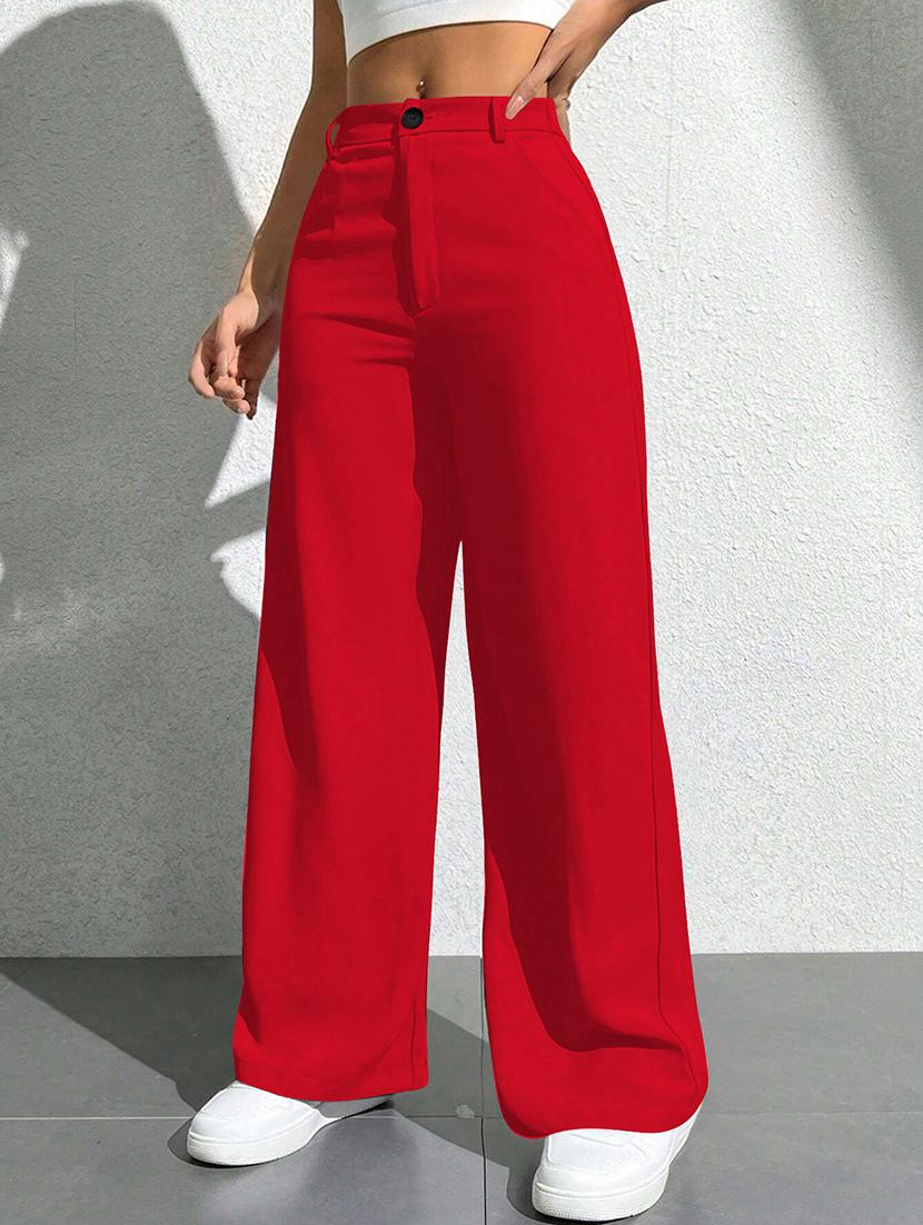 women solid high rise wide leg trouser - 21881571 - Standard Image - 2