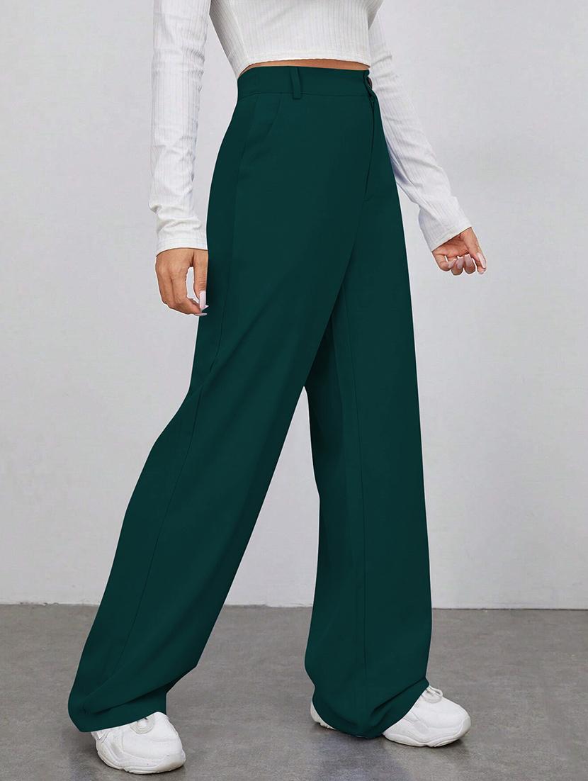 women solid high rise straight trouser - 21881577 - Standard Image - 2
