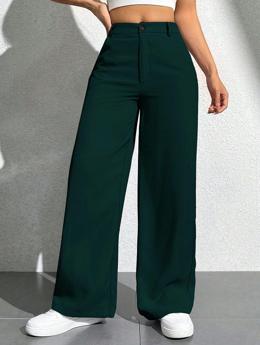 women solid high rise wide leg trouser - 21881578 - Standard Image - 2