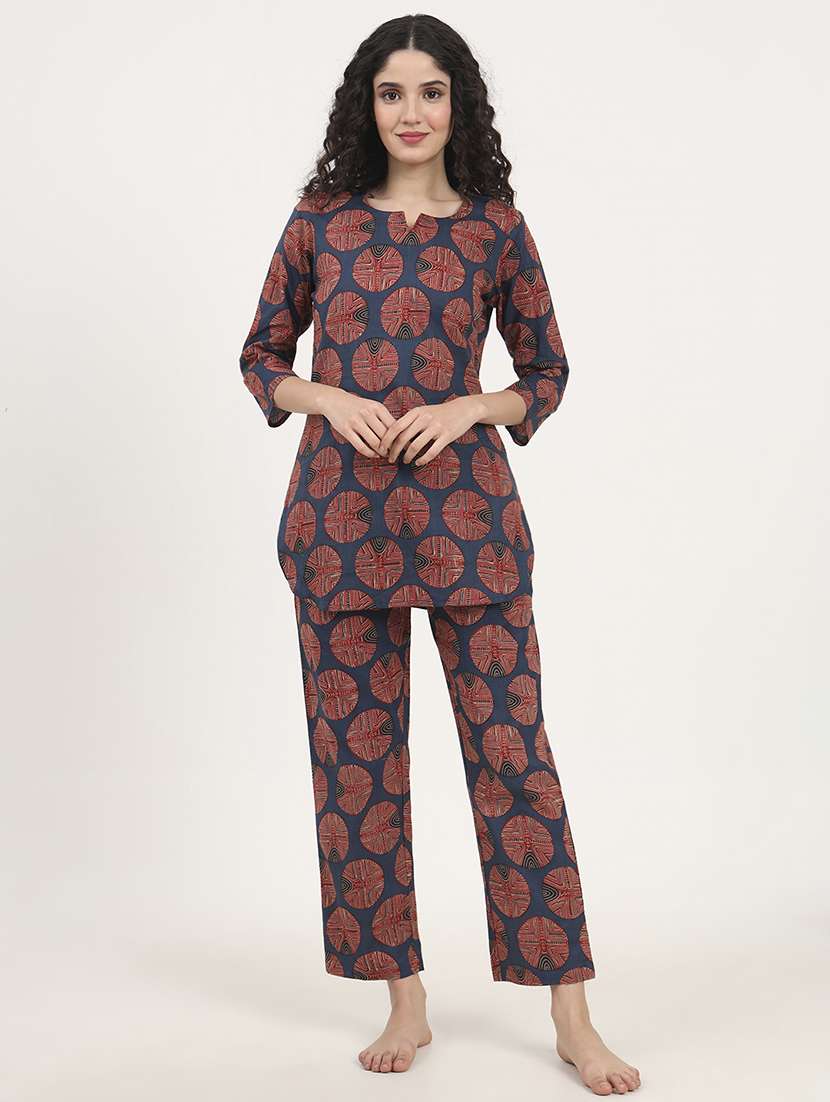 women printed nightwear pyjama set