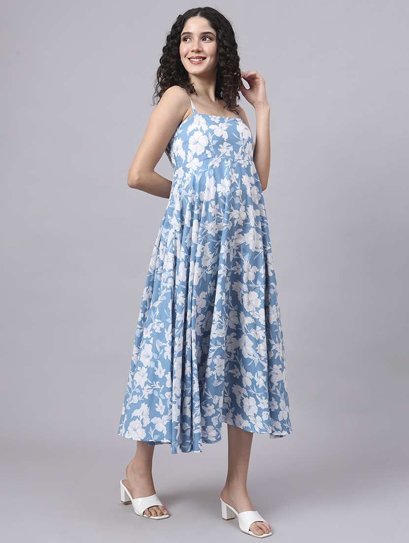 women printed shoulder strap fit & flare dress - 21881700 -  Standard Image - 2