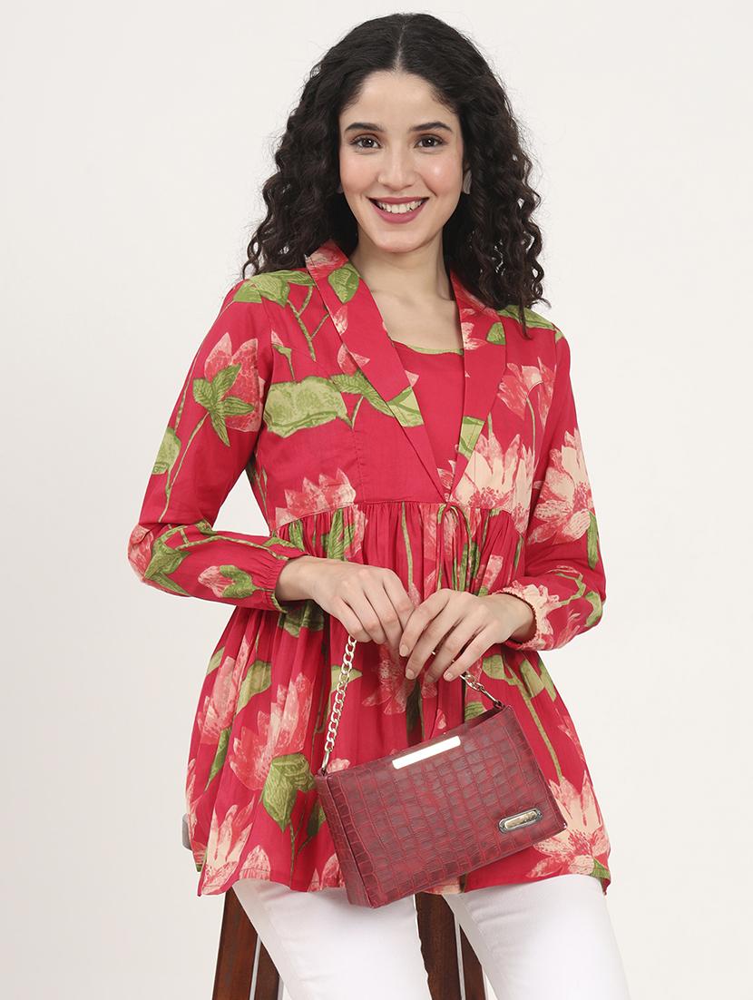 women printed long sleeves flared kurti - 21881702 - Zoom Image - 0