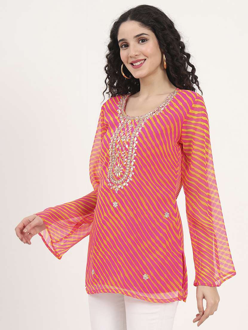 women embellished bell sleeves straight kurti - 21881704 - Standard Image - 2