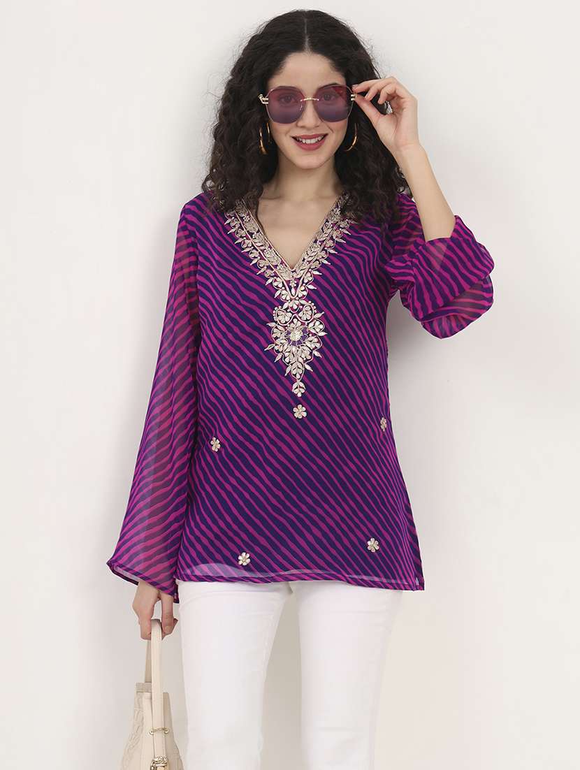 women embellished bell sleeves straight kurti