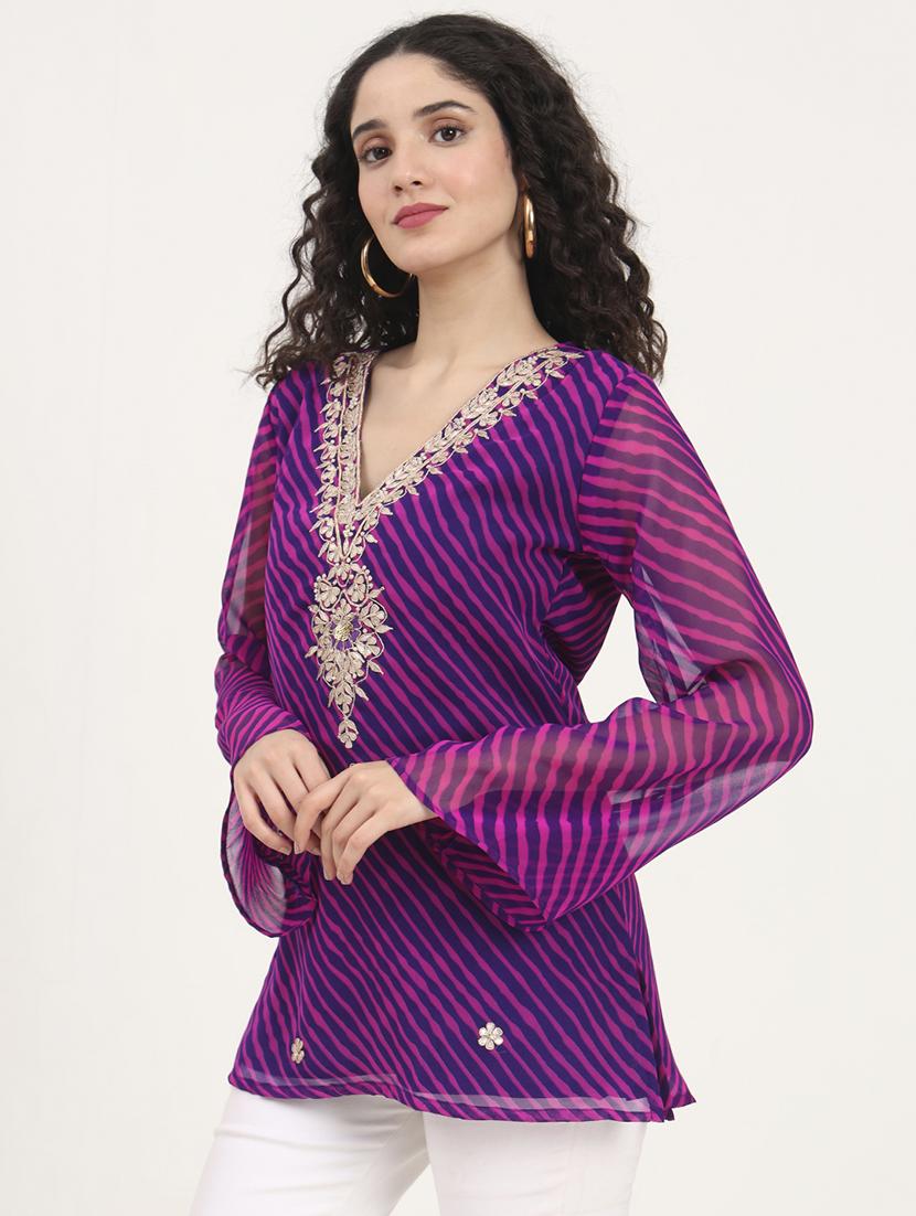 women embellished bell sleeves straight kurti - 21881705 - Standard Image - 2