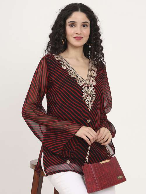 women embellished bell sleeves straight kurti - 21881706 - Standard Image - 0