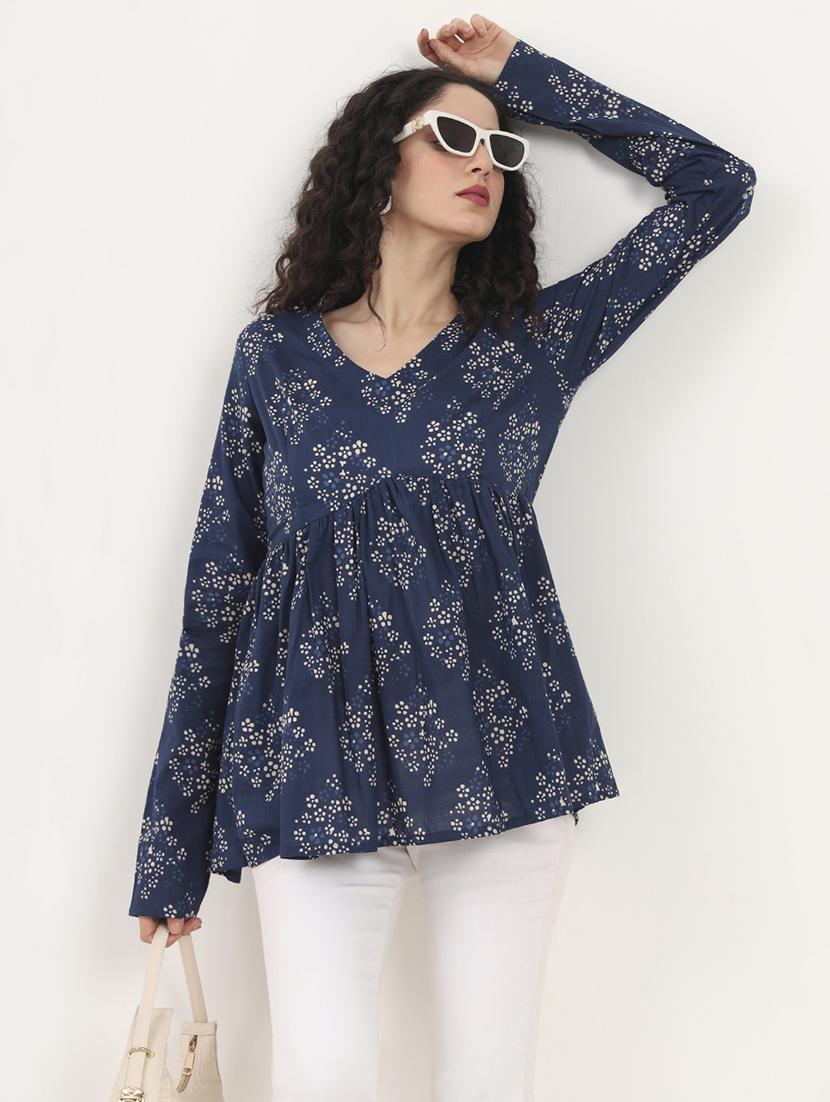 women printed long sleeves flared kurti - 21881707 - Zoom Image - 0