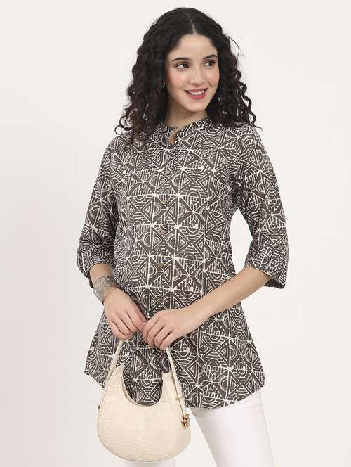 women printed three quarter sleeves kurti - 21881708 - Standard Image - 0