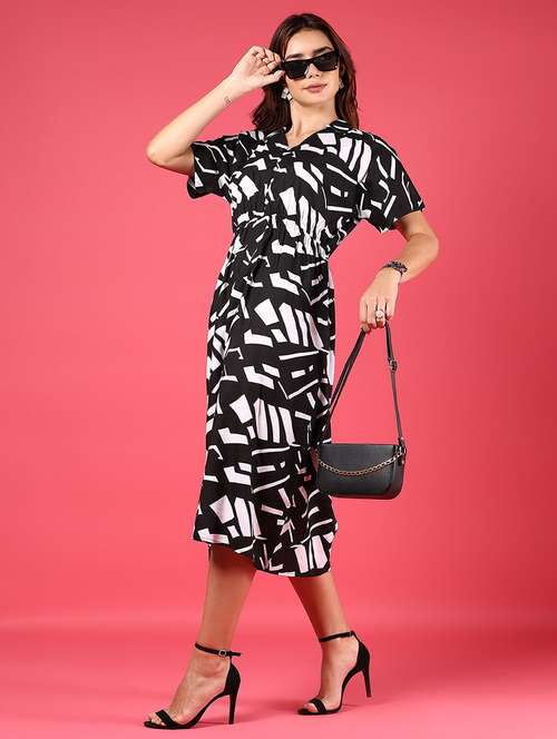 women printed short sleeve a-line dress - 21881838 -  Standard Image - 0