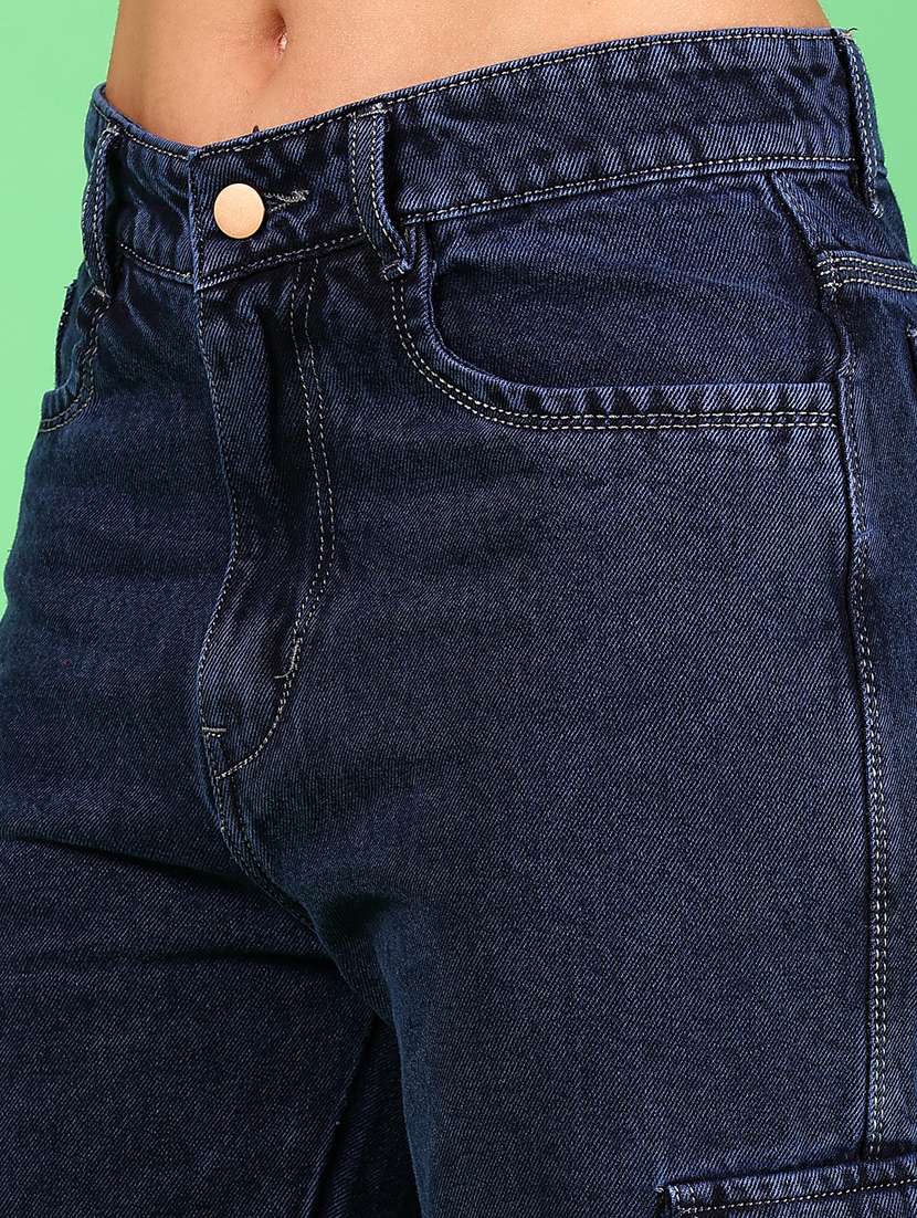 women navy blue solid mid rise cargo - 21881859 -  Standard Image - 2