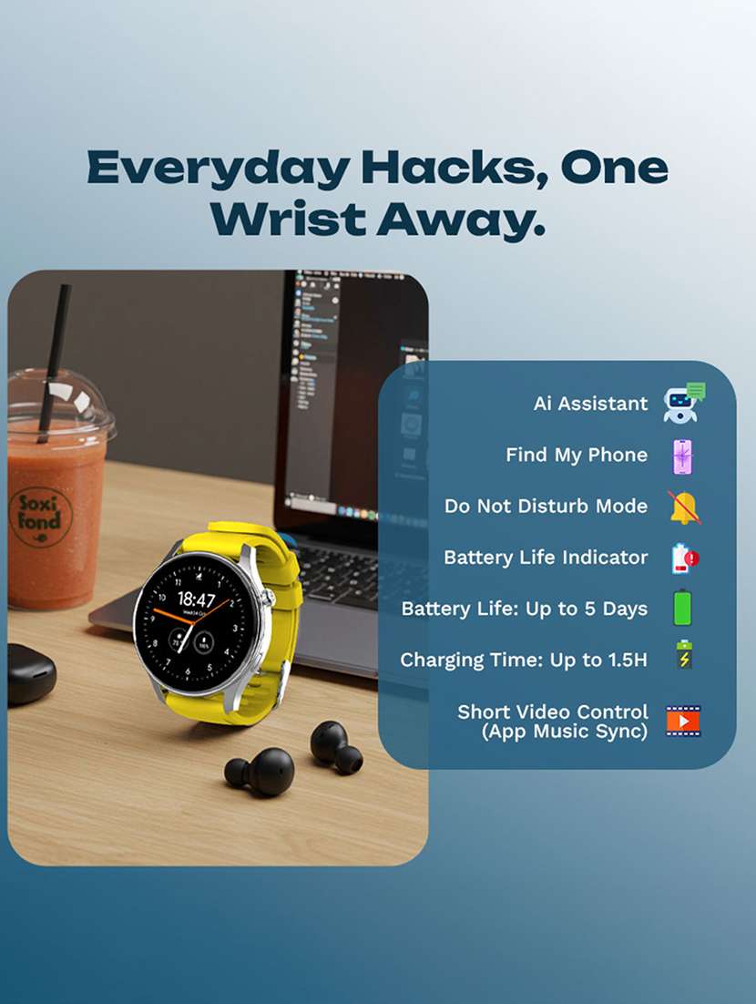 snapup elite bluetooth calling round dial metallic smartwatch (electric black) - 21882714 -  Standard Image - 2