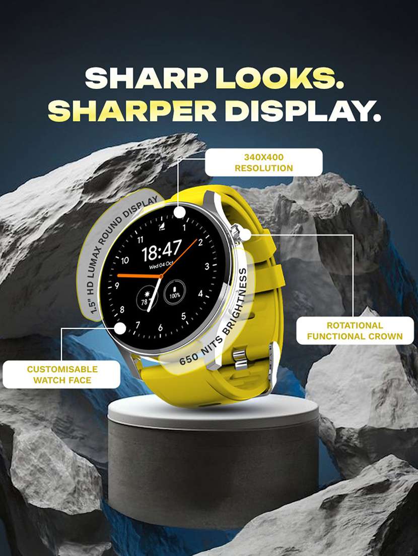 snapup elite bluetooth calling round dial metallic smartwatch (silver yellow) - 21882715 -  Standard Image - 2