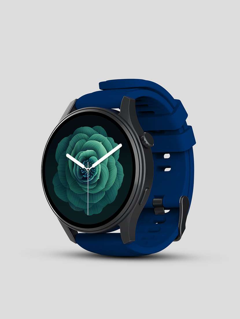 snapup elite bluetooth calling round dial metallic smartwatch (black blue)