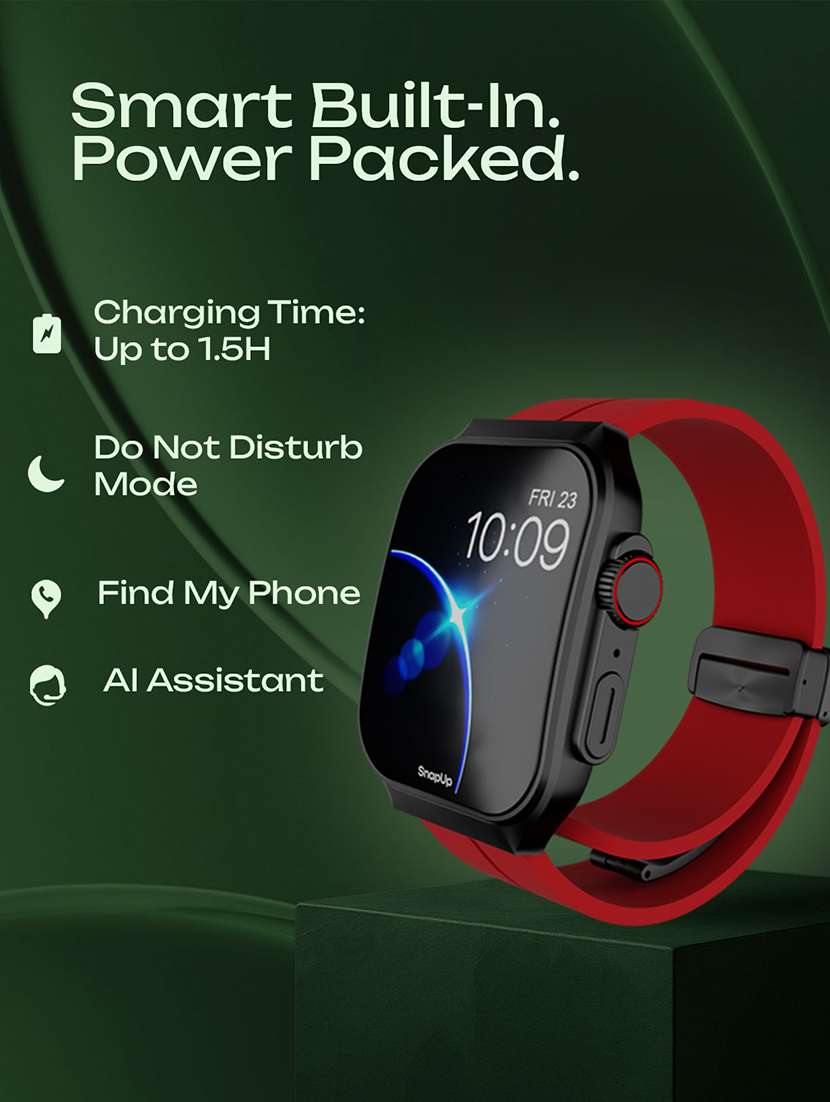 snapup arc x bluetooth calling curved amoled smartwatch (black red) - 21882721 -  Standard Image - 2