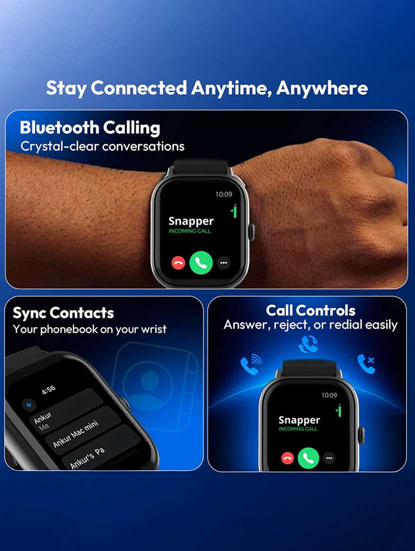 snapup horizon go bluetooth calling smartwatch (jet black) - 21882726 -  Standard Image - 2