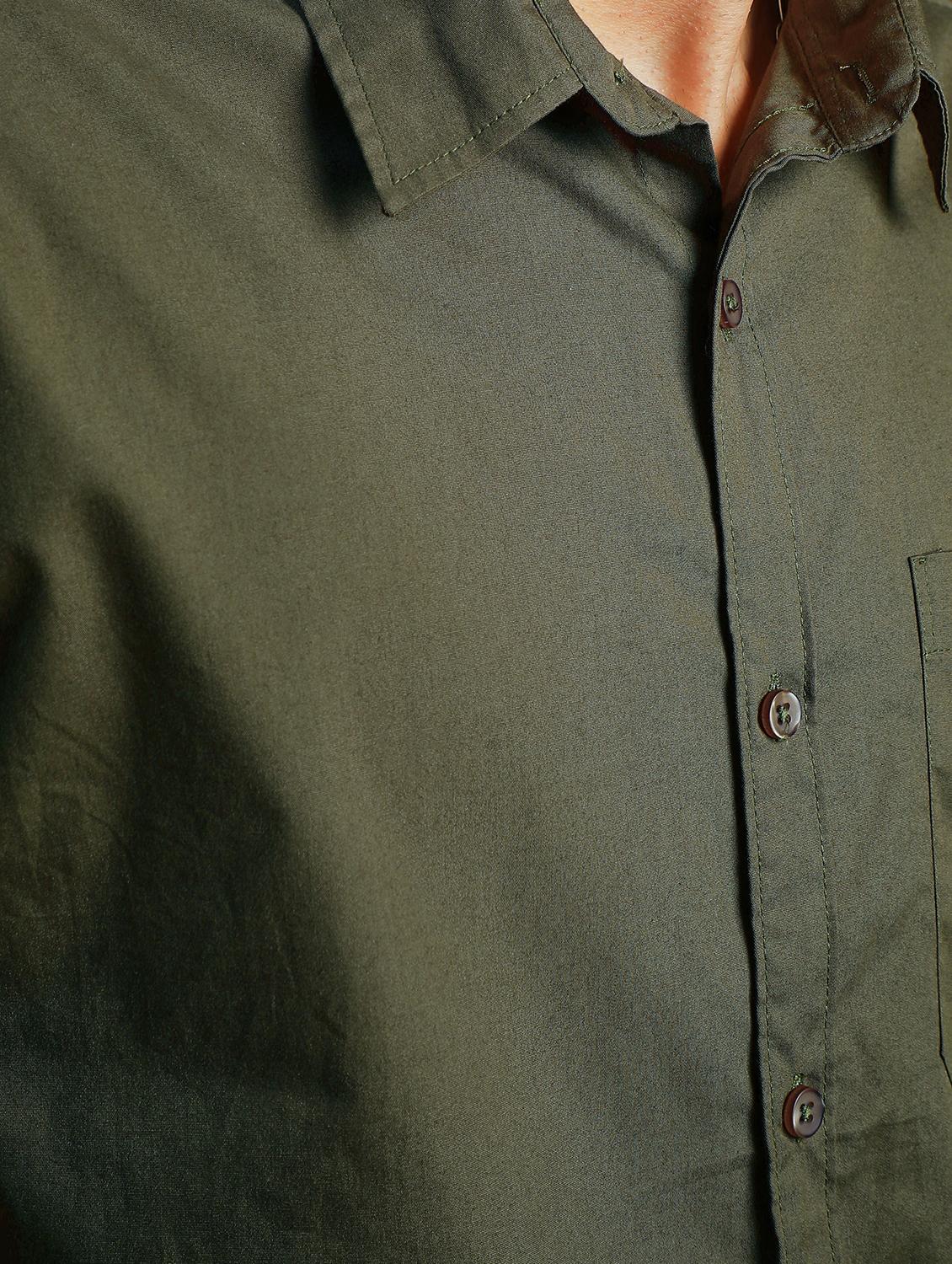 olive cotton casual shirt - 21885280 - Standard Image - 7