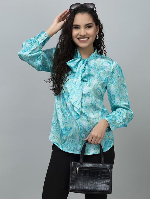 women printed tie-up neck regular top - 21885916 - Standard Image - 0