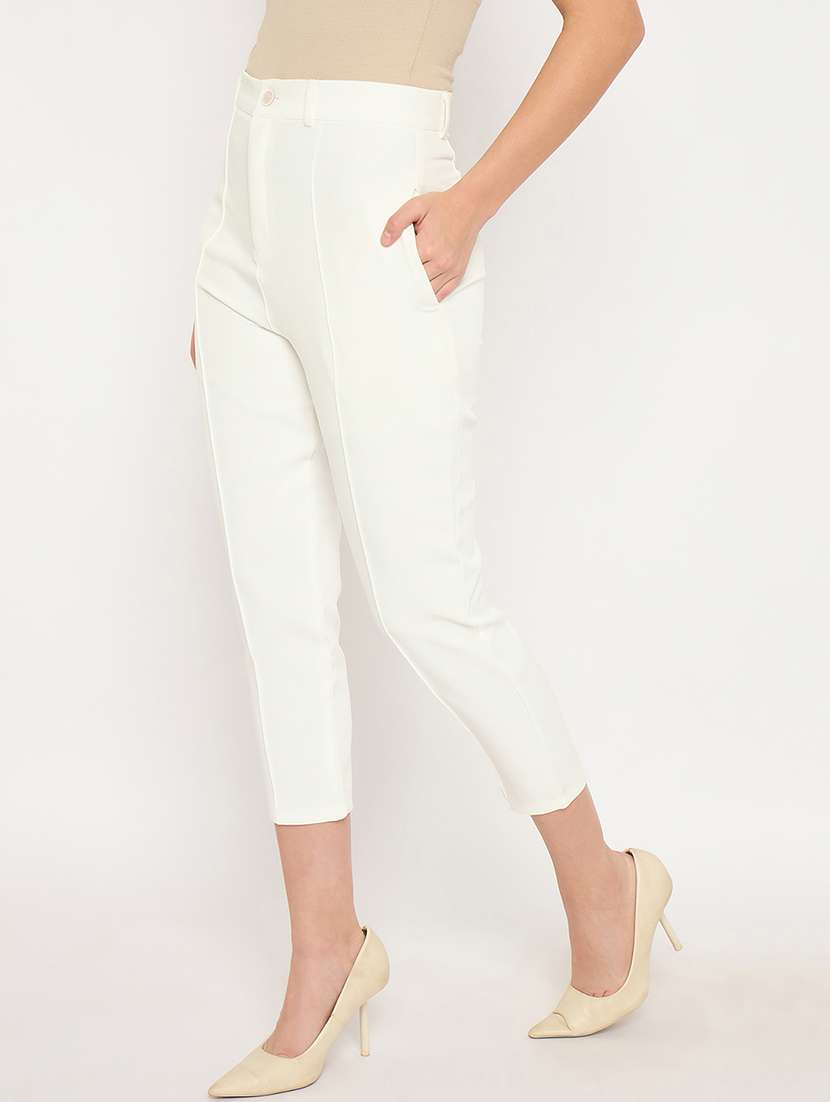 women solid high rise cigarette pants  - 21887805 -  Standard Image - 2