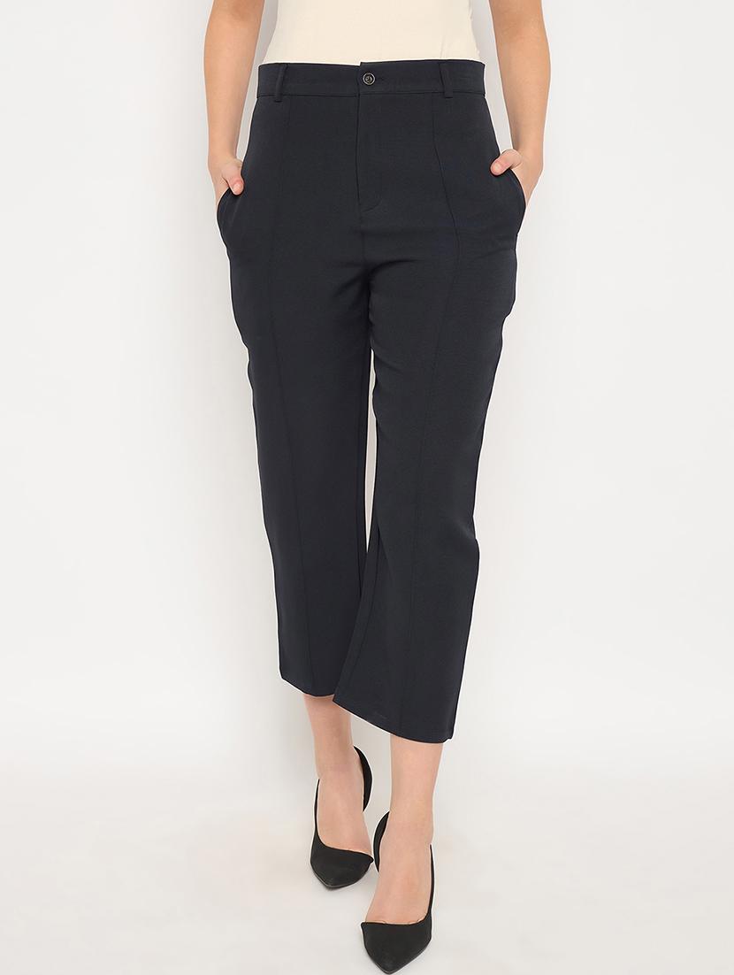 women solid high rise calf length straight pants  - 21887809 -  Zoom Image - 0