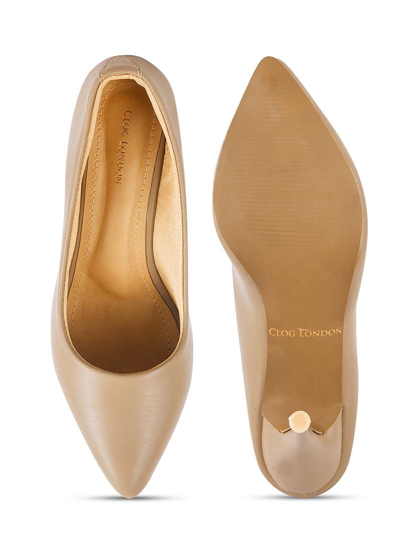Women Beige Slip On Pump