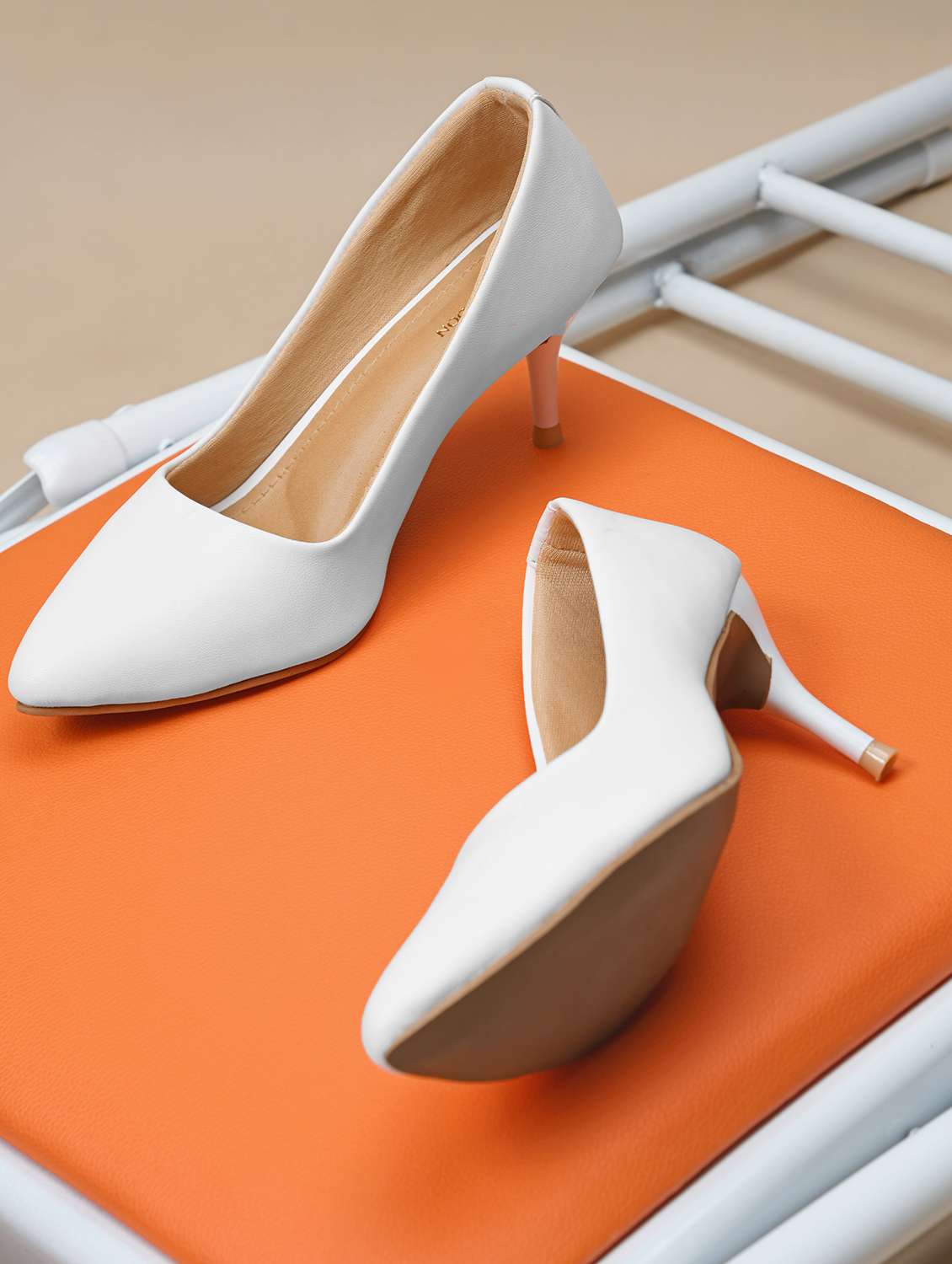Women White Slip On Pump