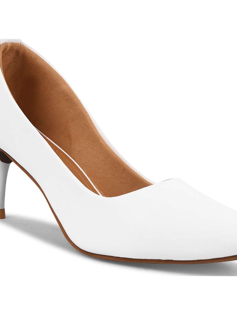 Women White Slip On Pump