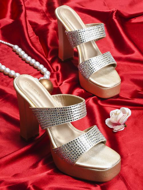 women gold slip on sandal - 21887833 - Standard Image - 0