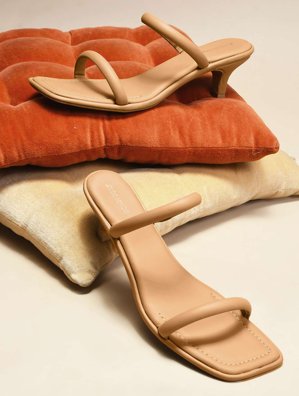 women beige slip on sandal