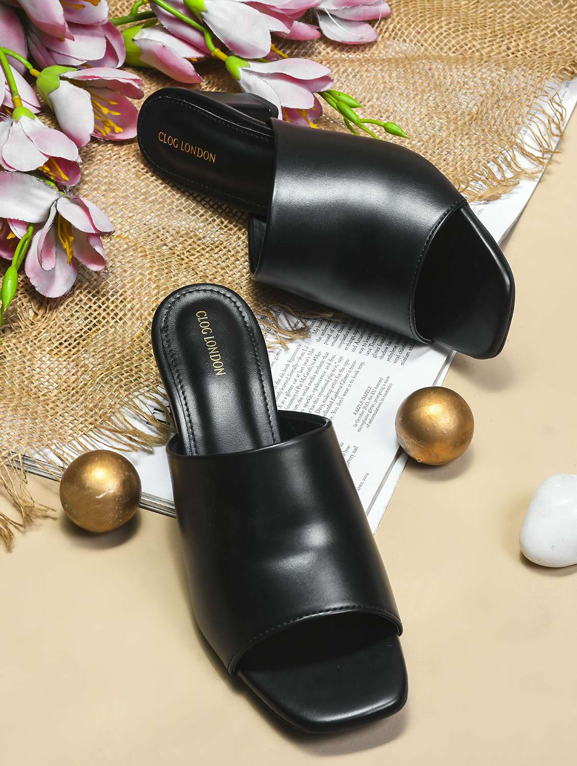 women black slip on sandal