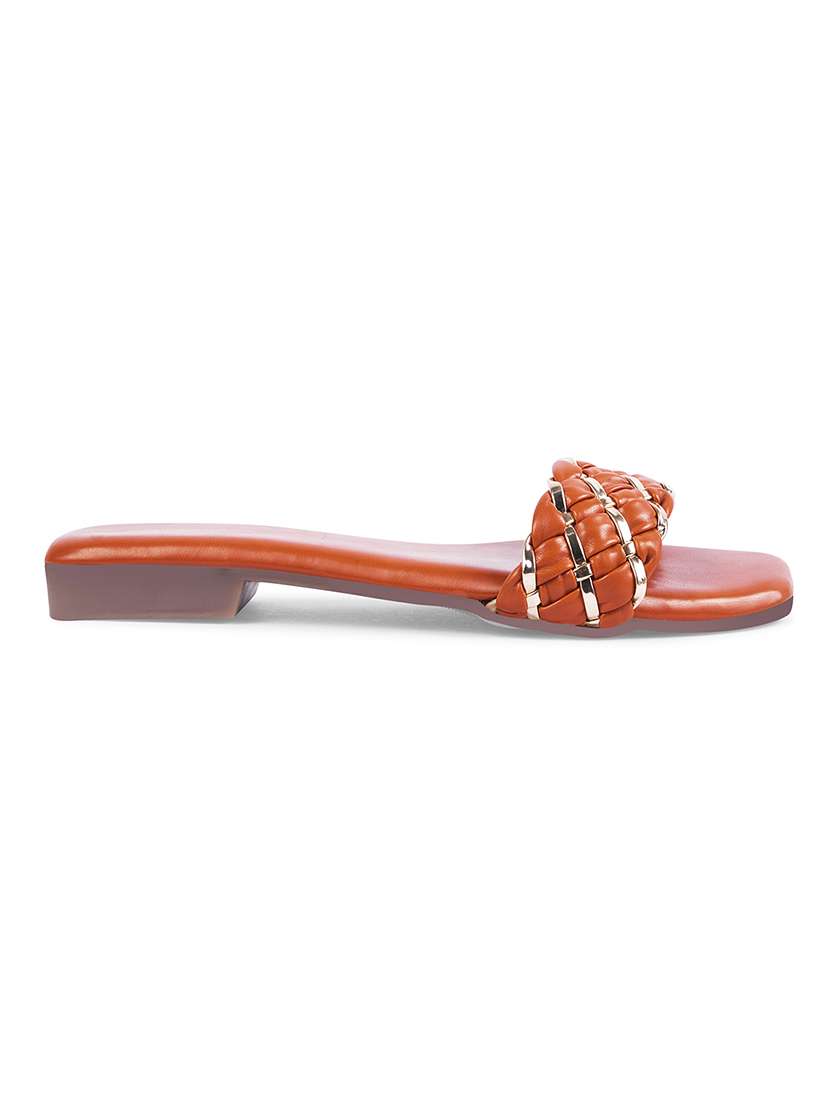 women tan slip on sandal - 21887856 -  Standard Image - 2