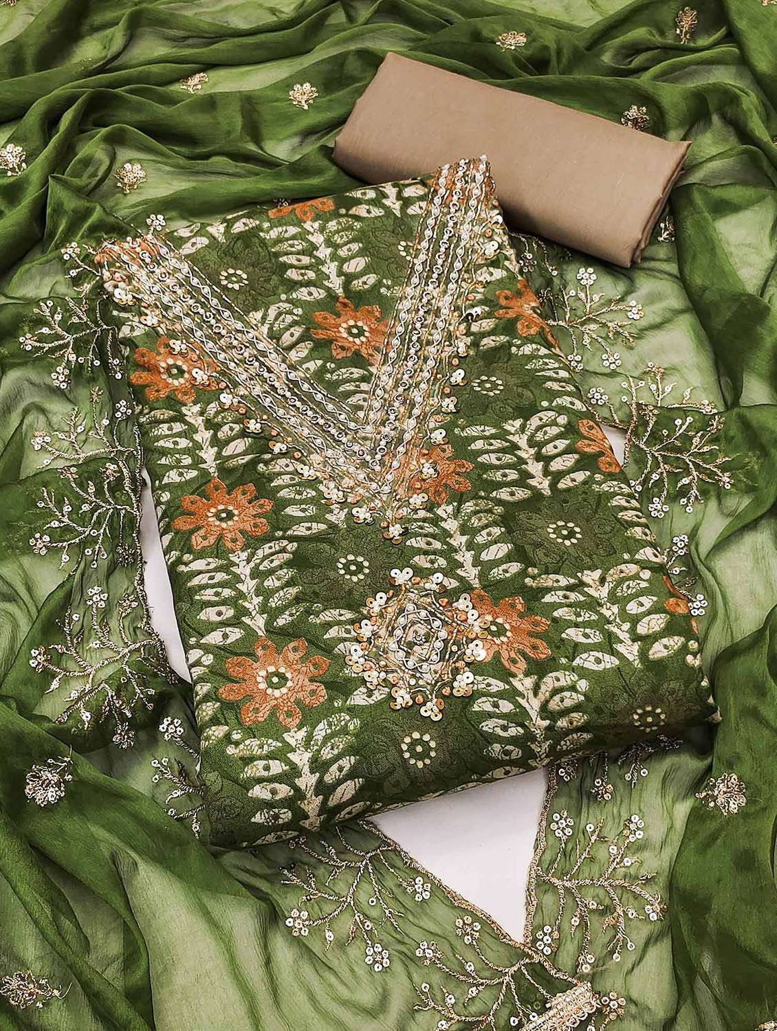 women embroidered unstitched suit set