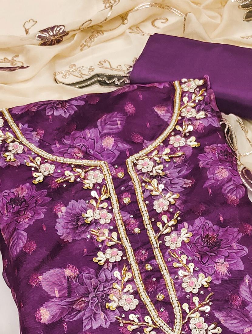 women embroidered unstitched suit set - 21887915 - Standard Image - 2