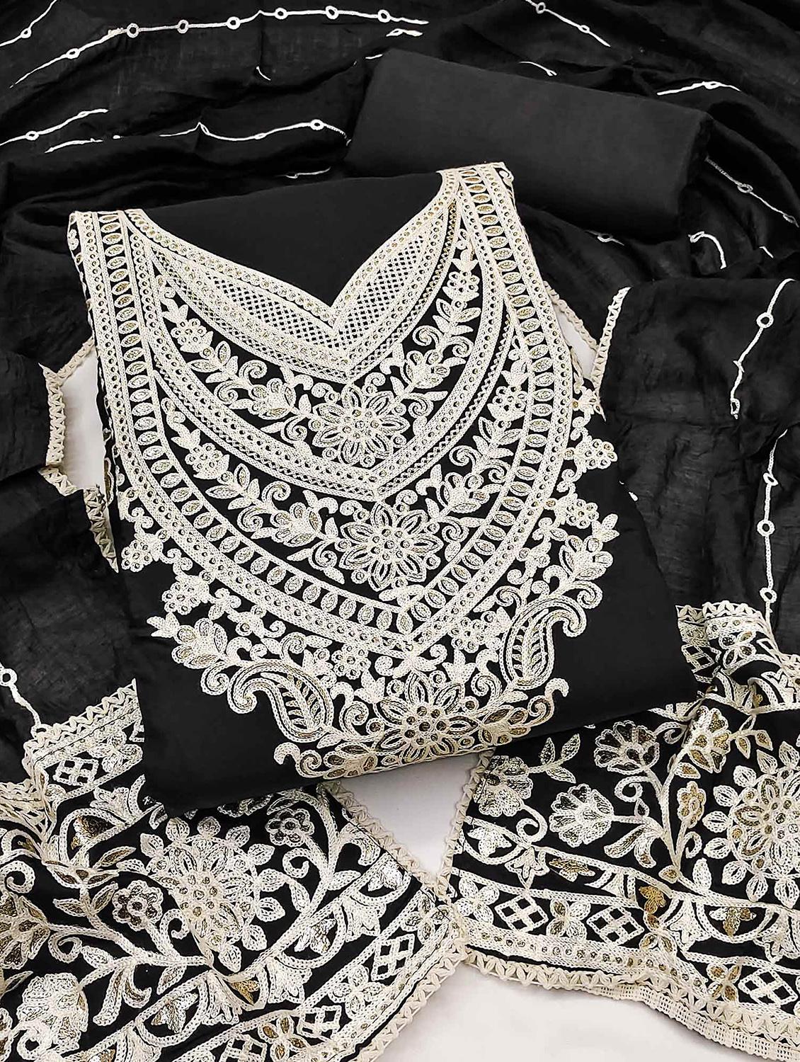 women embroidered unstitched suit set