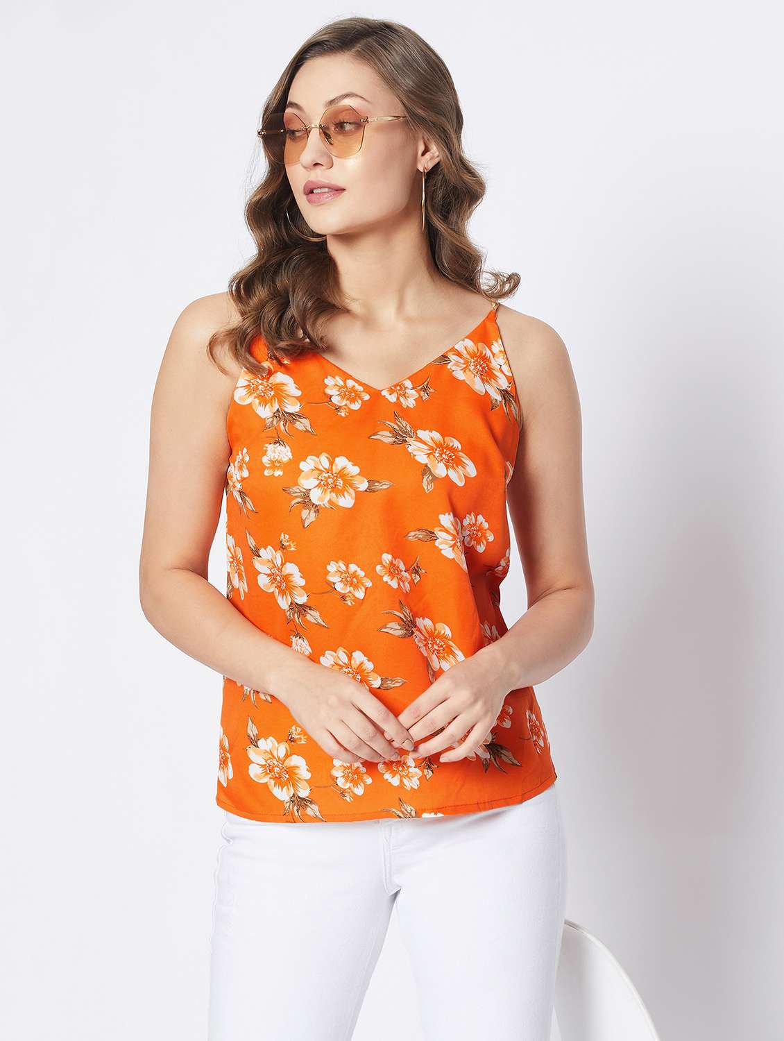 women floral print shoulder strap top - 21888288 -  Zoom Image - 0
