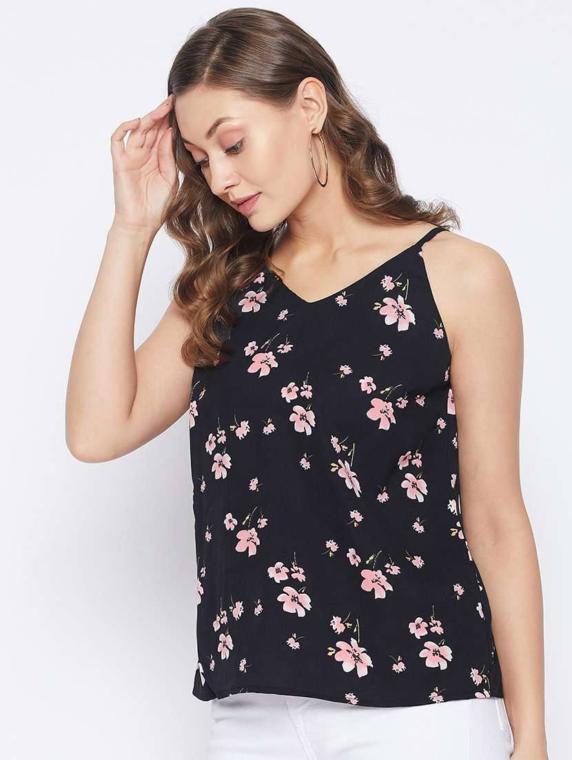 women floral print shoulder strap top - 21888292 -  Standard Image - 2