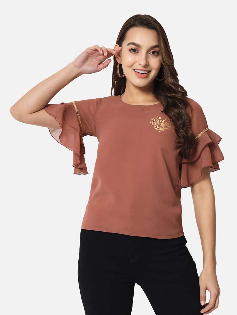 women solid short sleeves regular top