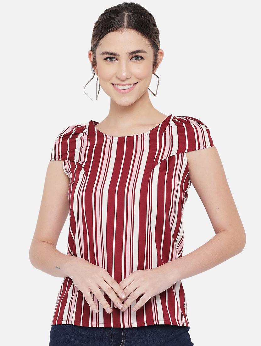 women striped cap sleeves regular top - 21898937 -  Zoom Image - 0