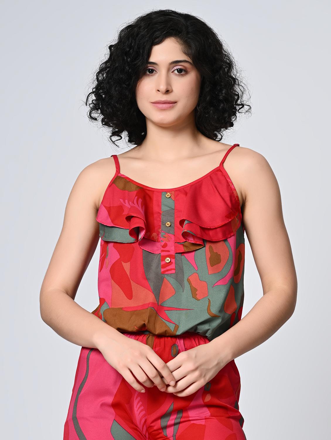 women printed shoulder strap regular top - 21898944 -  Zoom Image - 0