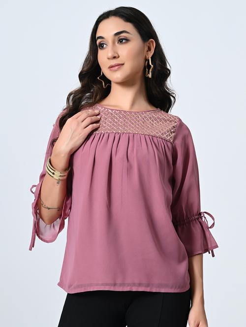 women embellished round neck regular top - 21898946 -  Standard Image - 0