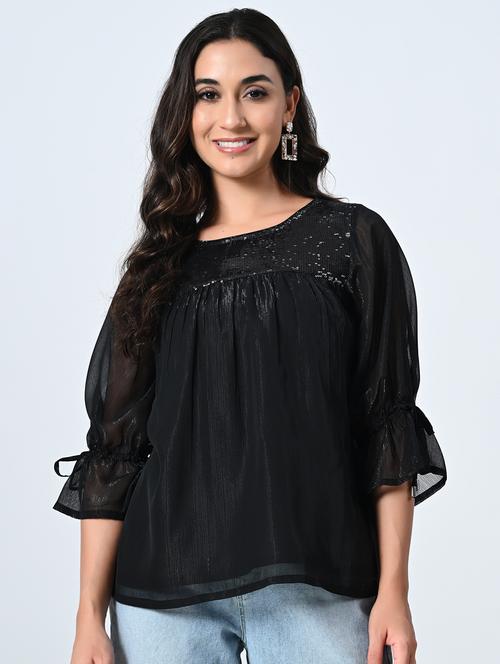 women embellished round neck regular top - 21898947 - Standard Image - 0