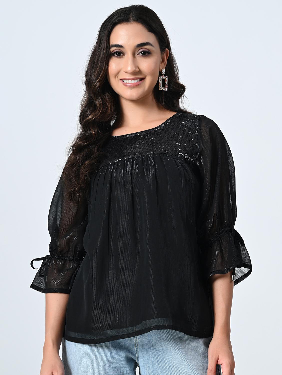 women embellished round neck regular top - 21898947 - Zoom Image - 0