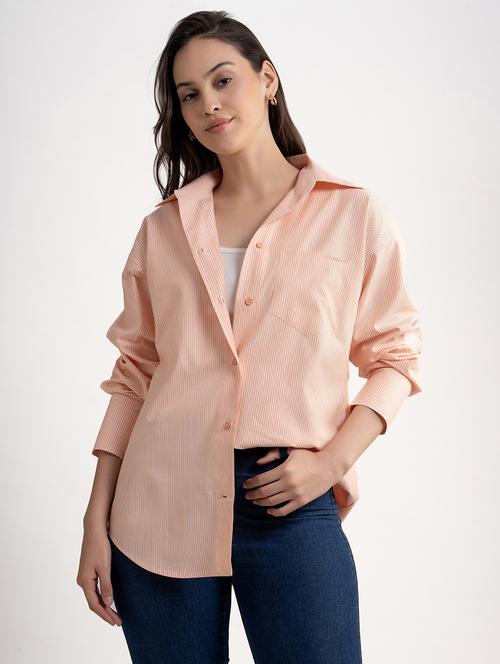 women striped collared oversized shirt - 21899020 -  Standard Image - 0