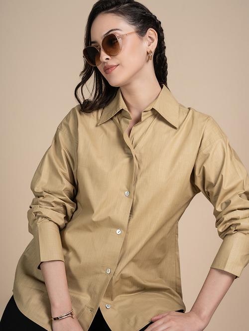 women solid collared oversized shirt - 21899024 - Standard Image - 0