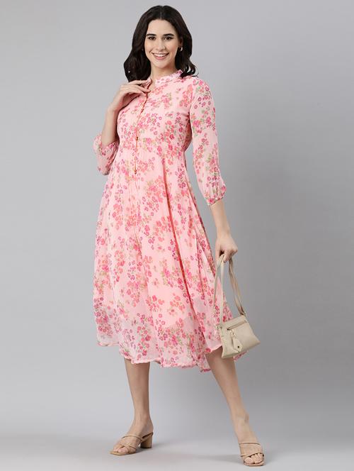women floral printed fit & flare dress - 21899069 - Standard Image - 0
