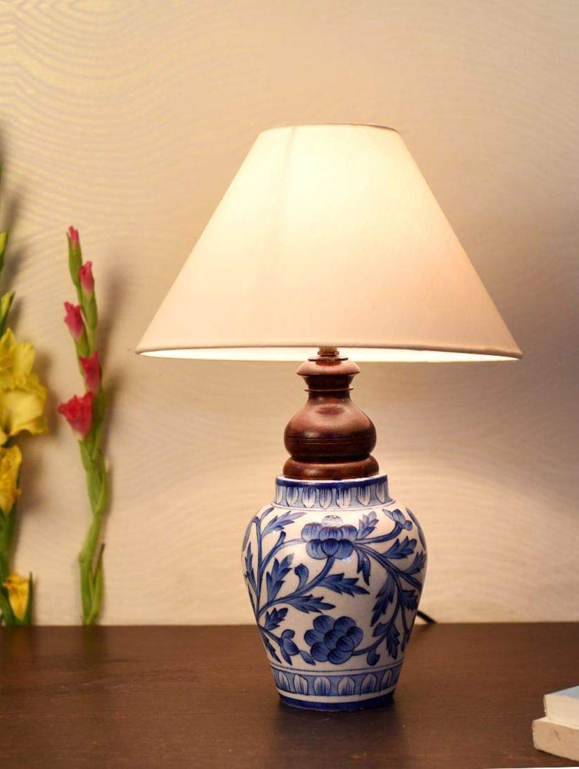 unravel india blue pottery mugal art ceramic matka lamp