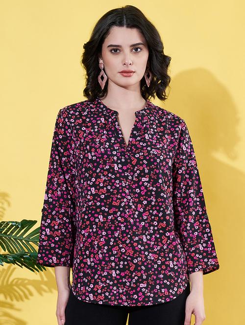 women floral print mandarin neck top - 21899106 -  Standard Image - 0