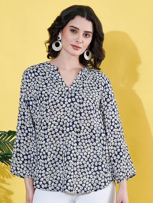 women floral print mandarin neck top - 21899108 -  Standard Image - 0